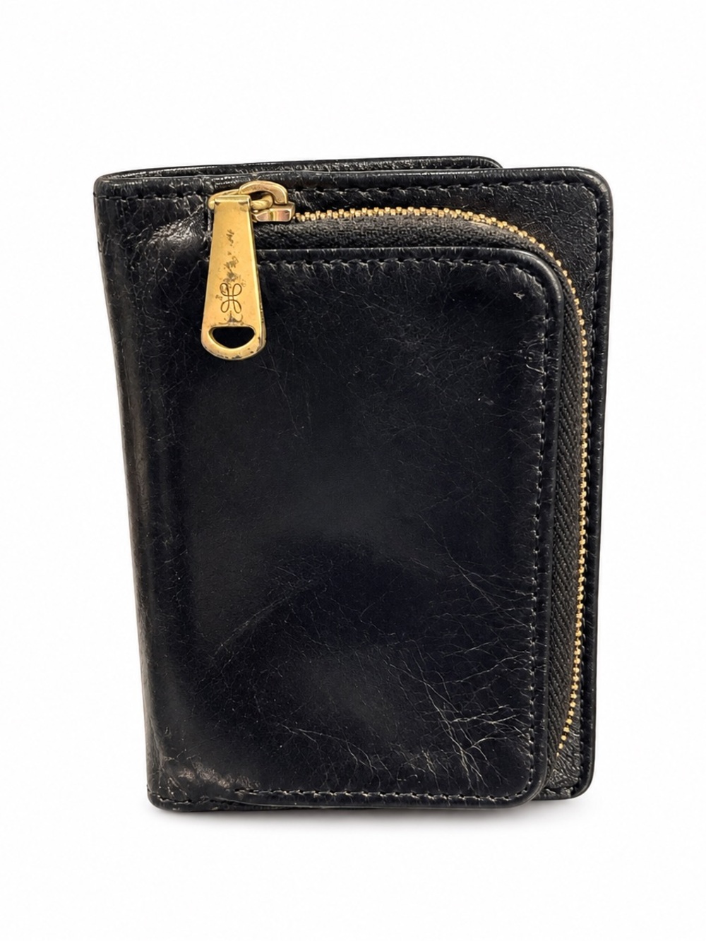 EUC! HOBO Black Leather Wallet with Gold Hardware/Cards, Bills & Change